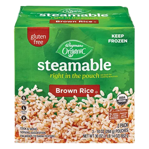 Organic Frozen Brown Rice, Steamables, 3 Pack