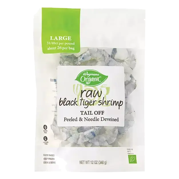 Organic Frozen Raw Black Tiger Shrimp, Tail Off
