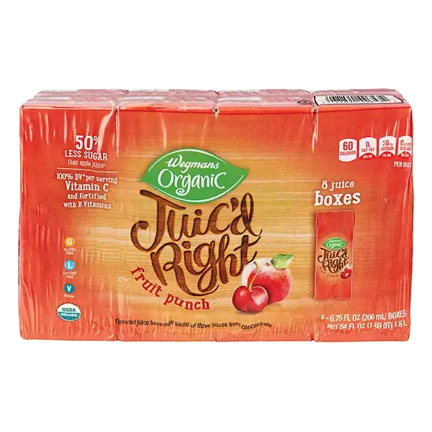 Organic Juic'd Right, Fruit Punch, Juice Boxes, 8 Pack