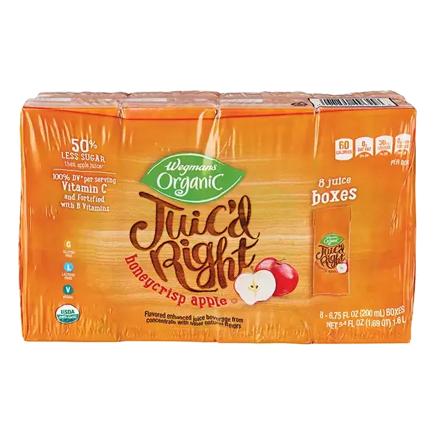 Organic Juic'd Right, Honey Crisp Apple, Juice Boxes, 8 Pack