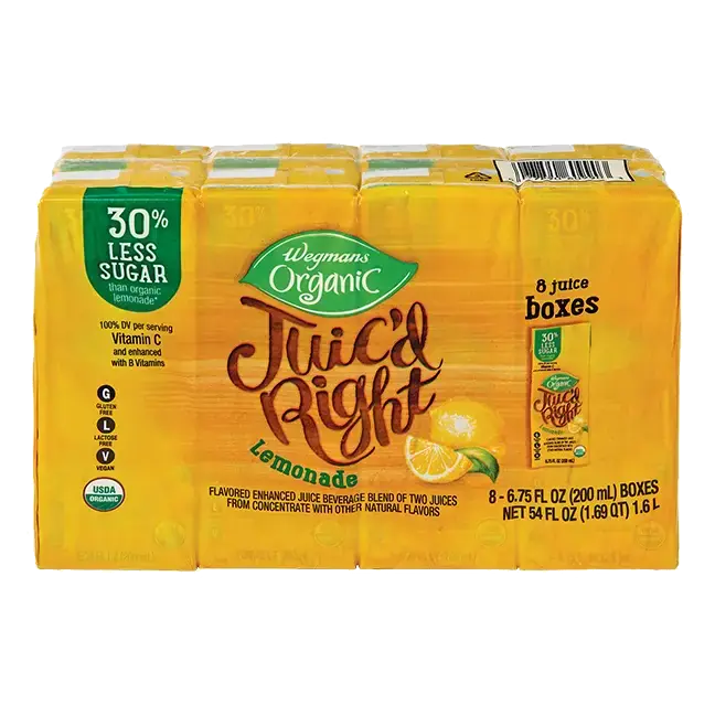Organic Juic'd Right Lemonade Juice Box, 8 Pack