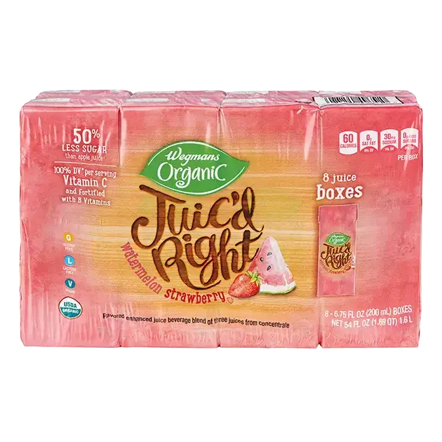 Organic Juic'd Right, Watermelon Strawberry, Juice Boxes, 8 Pack