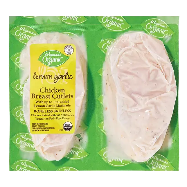Organic Lemon Garlic Chicken Breast Cutlets, Raised without Antibiotics