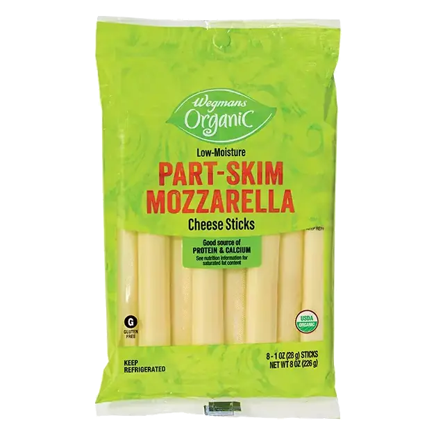 Organic Low-Moisture Part-Skim Mozzarella Cheese Sticks