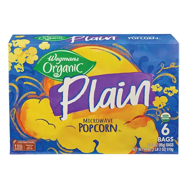 Organic Plain Microwave Popcorn, 6 Bags