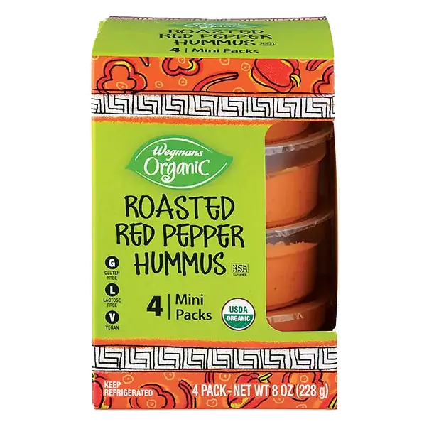 Organic Roasted Red Pepper Hummus, 4 Mini Packs
