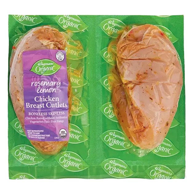 Organic Rosemary Lemon Boneless Skinless Chicken Breast Cutlets