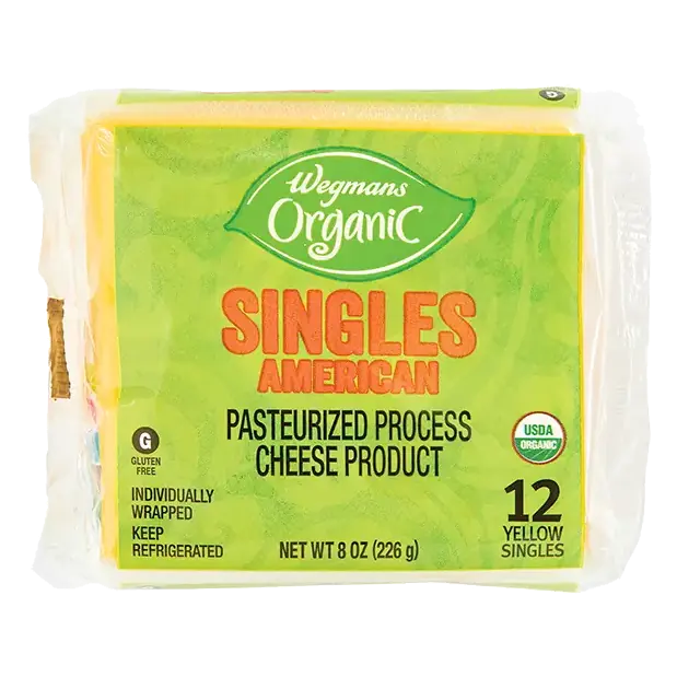 Organic Singles American Pasteurized Process Cheese Product, 12 Yellow Singles
