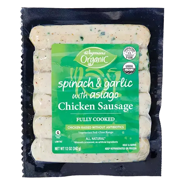 Organic Spinach & Garlic with Asiago Chicken Sausage