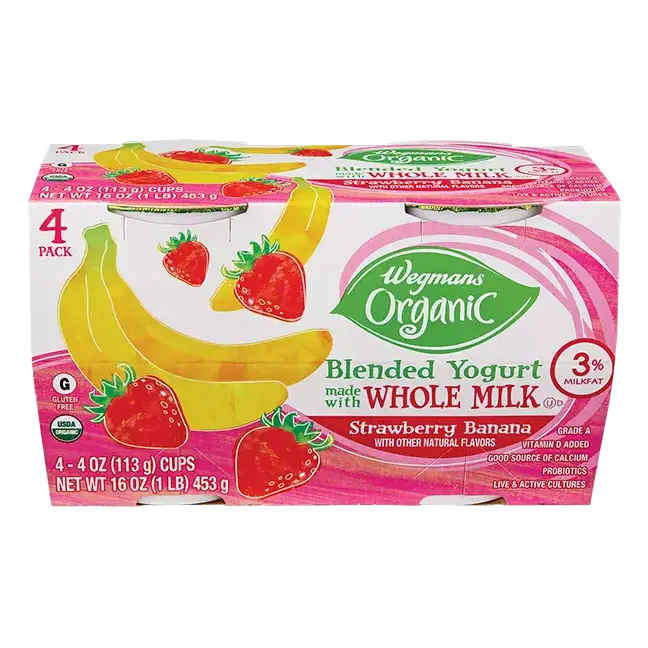 Organic Strawberry Banana Blended Whole Milk Yogurt, 4 PACK