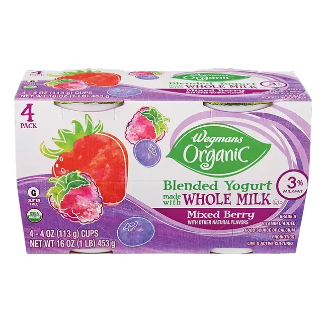 Organic Whole Milk Blended Mixed Berry Yogurt, 4 Pack