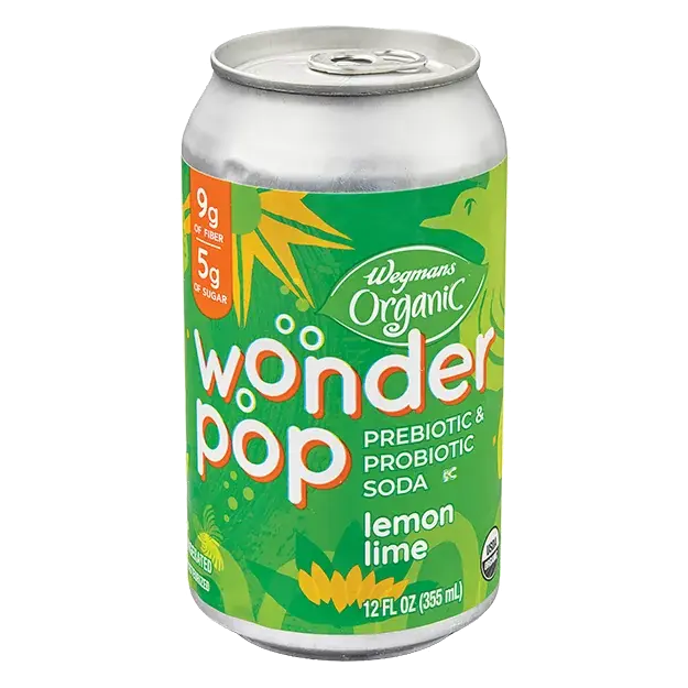 Organic Wonder Pop Lemon Lime Soda, Prebiotic and Probiotic Drink
