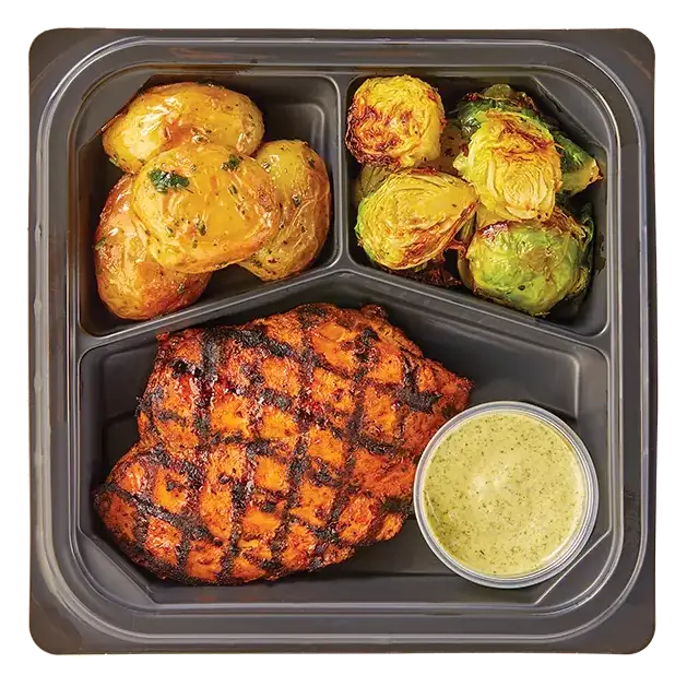 Peruvian-Style Chicken Raised without Antibiotics with Tuscan Roasted Potatoes & Roasted Brussels Sprouts