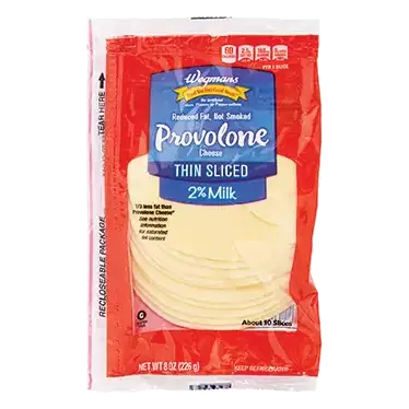 Provolone Cheese, Thin Sliced, 2% Milk, Reduced Fat, Not Smoked