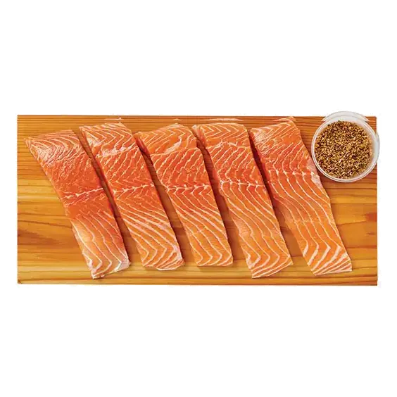 Ready to Cook Cedar Plank Salmon Fillet Portioned with Brown Sugar Pepper