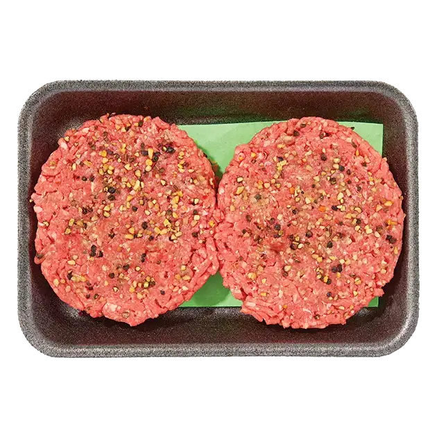 Ready to Cook Grass Fed Beef Cracked Pepper Burgers, 2 Pack