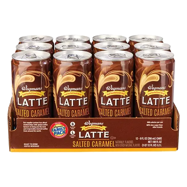 Ready to Drink Salted Caramel Latte Coffee Beverage, 12 Pack Cans, FAMILY PACK