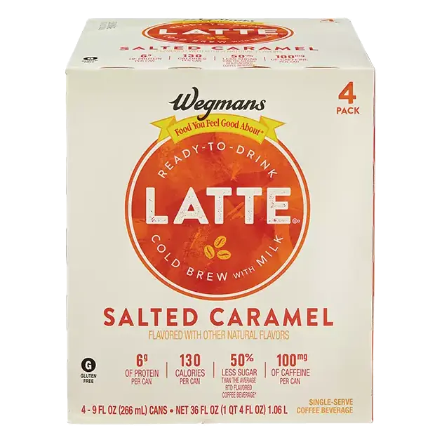 Salted Caramel Coffee Latte, 4 cans, Ready to Drink