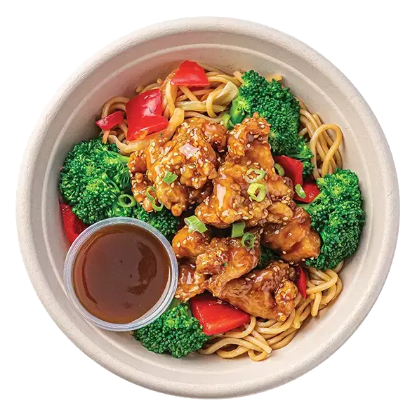 Sesame Chicken Bowl with Lo Mein Noodles