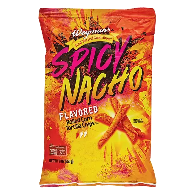 Spicy Nacho Flavored Rolled Corn Tortilla Chips