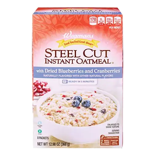 Steel Cut Instant Oatmeal with Dried Blueberries and Cranberries, 8 Packets