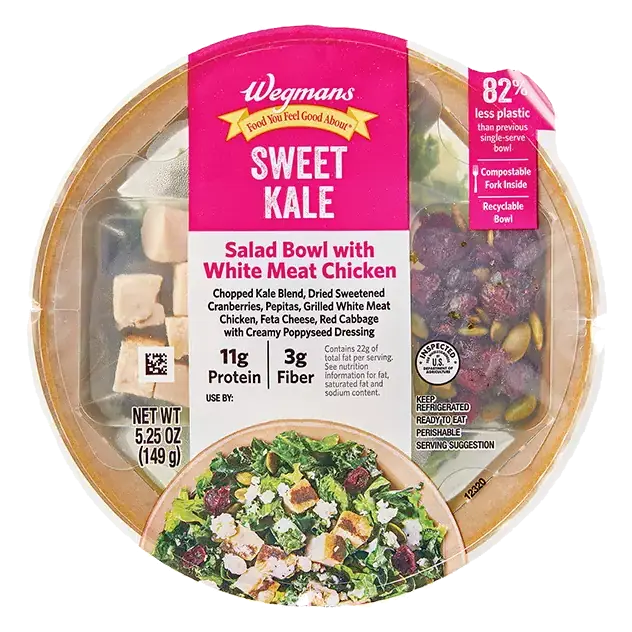 Sweet Kale Salad Bowl with White Meat Chicken