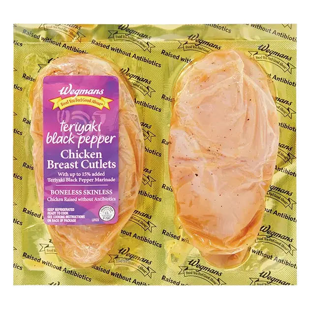 Teriyaki Black Pepper Boneless Skinless Chicken Breast Cutlets, Raised without Antibiotics