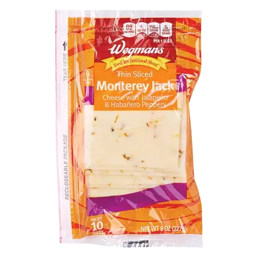 Thin Sliced Monterey Jack Cheese with Jalapeno & Habanero Peppers