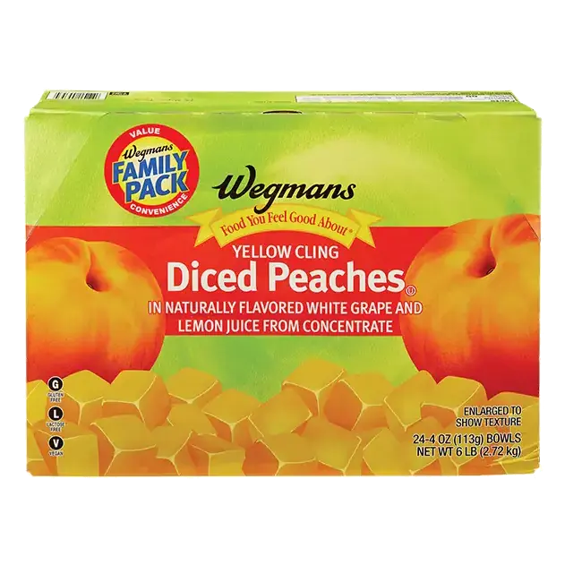 Yellow Cling Diced Peaches, FAMILY PACK, 24 Bowls