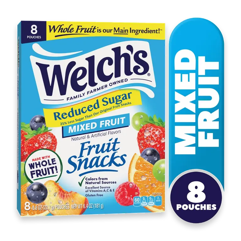 Fruit Snacks, Reduced Sugar, Mixed Fruit