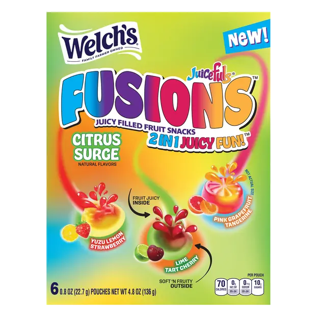 Fusions Citrus Surge Juicy Filled Fruit Snacks - 6 ct