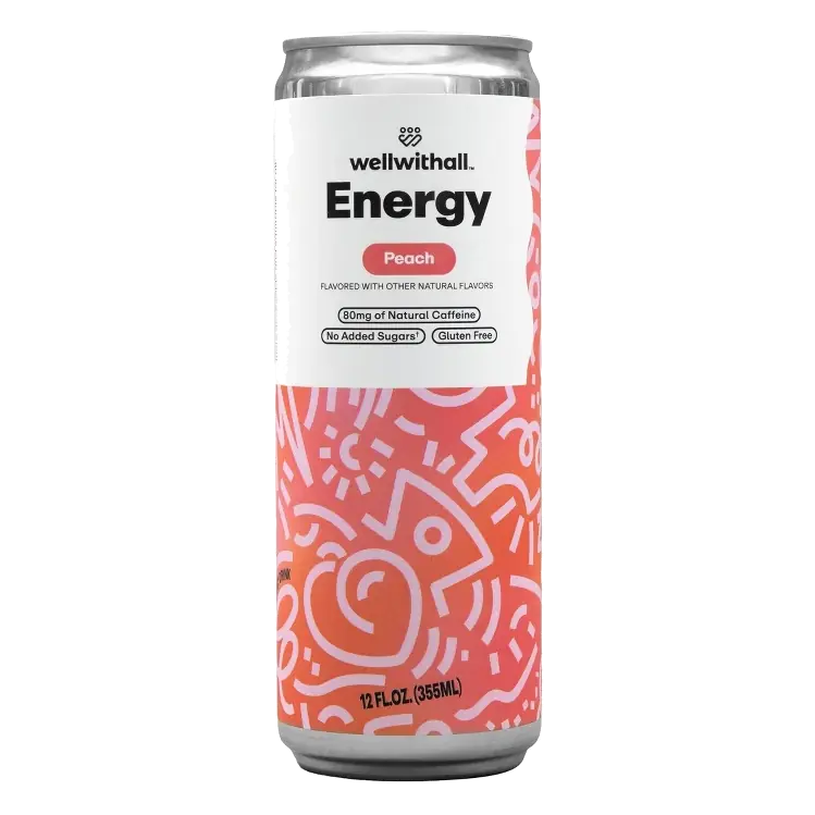 WellWithAll Energy Peach Energy Drink, 12 fl oz: Caffeinated