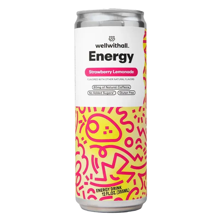 WellWithAll Energy Strawberry Lemonade Energy Drink, 12 fl oz: Caffeinated
