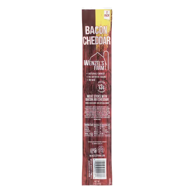 Wenzel's Farm Bacon Cheddar Meat Sticks 2Pk