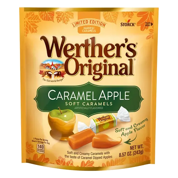 Werther's Halloween Fall Harvest Original Soft Apple Caramels Candy Bag, 8.57oz