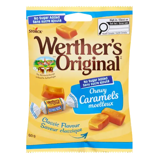 Werther's Original Candy No Sugar Added Chewy Caramels 60 g