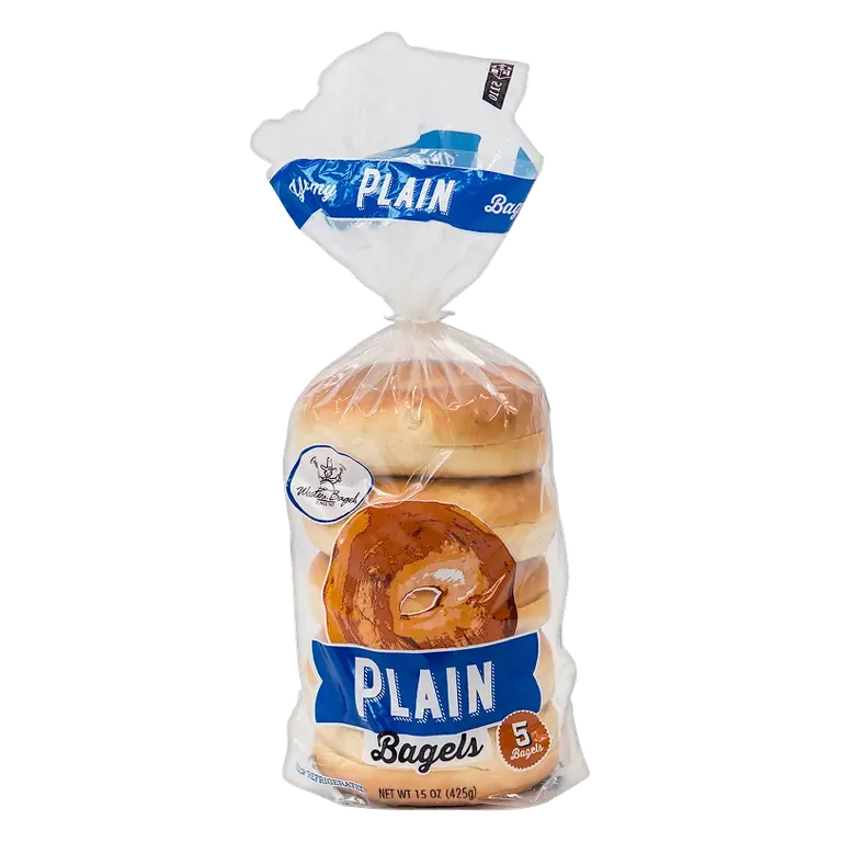 Western Bagel Plain Bagels, 15oz/5ct: No High Fructose Corn Syrup, Tree Nut Free, Precut