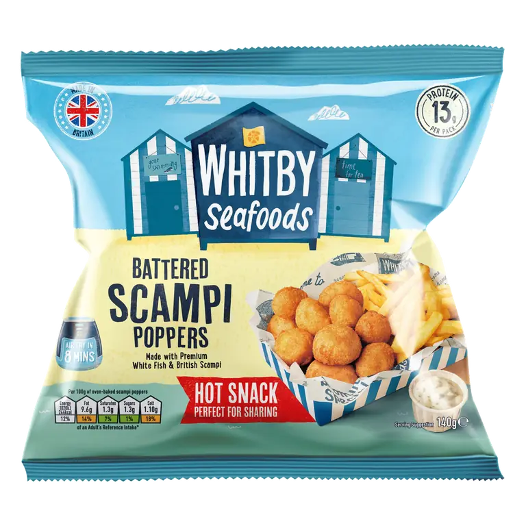 Whitby Seafoods Battered Scampi Poppers 140g