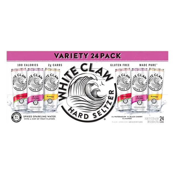 Hard Seltzer Black Cherry/Mango/Watermelon Variety - 24 pk