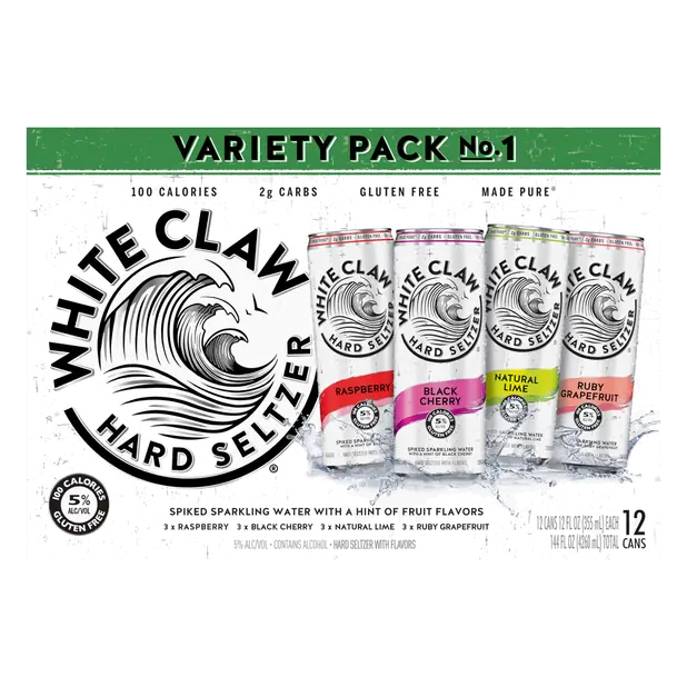 Hard Seltzer Variety Lime Raspberry Grapefruit Cherry - 12 pk