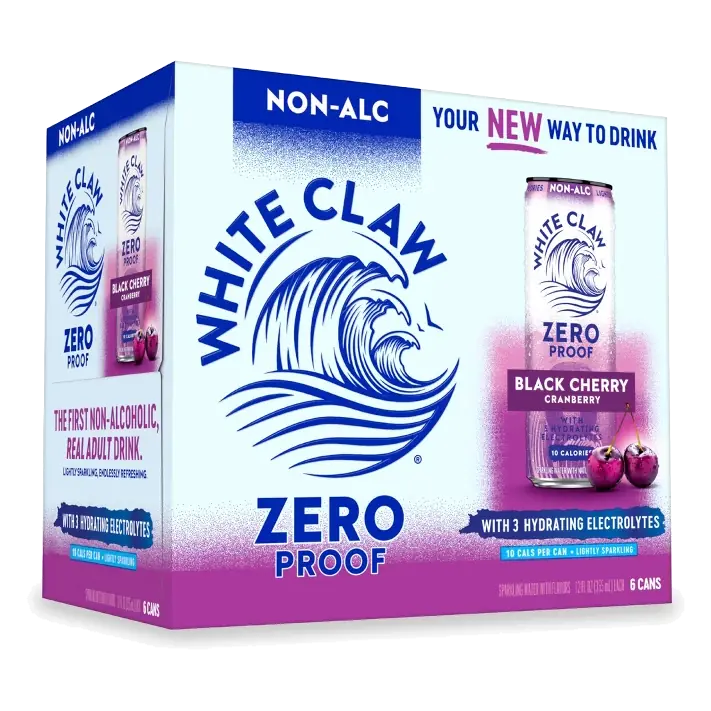 White Claw Zero Proof Black Cherry Cranberry Non-Alcoholic Seltzer, 6pk/12 fl oz Cans