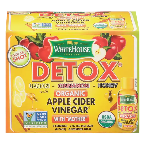 Organic Detox Apple Cider Vinegar Shots with Mother - 6 pk