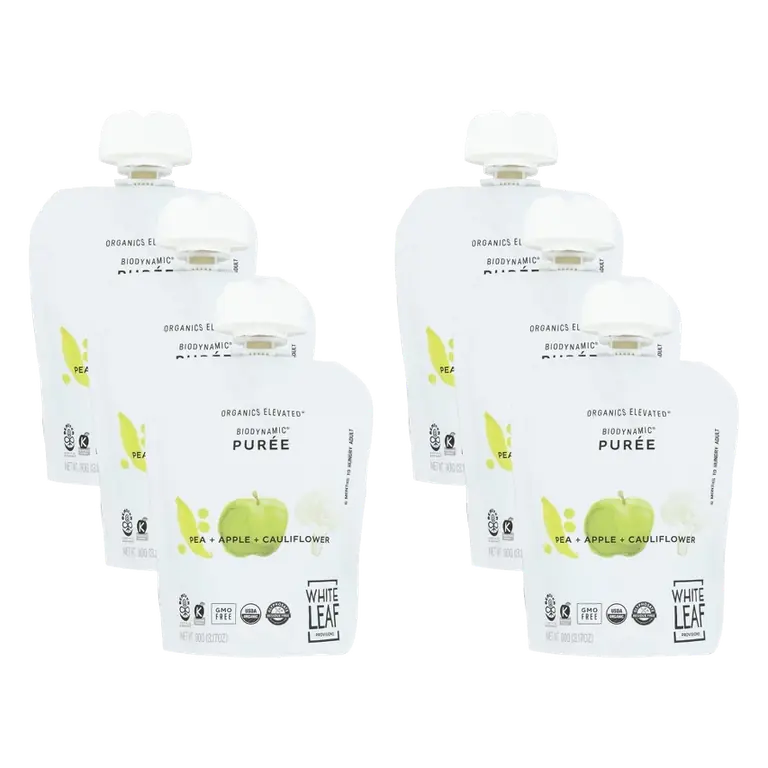 White Leaf Provisions Organic Pea Apple Cauliflower Baby Food, Case of 6/3.17 oz
