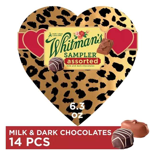 Valentine's Day Cheetah Heart Assorted Milk & Dark Chocolate Candy Gift Box