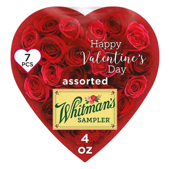 Valentine's Day Romantic Roses Assorted Milk & Dark Chocolate Heart Gift Box