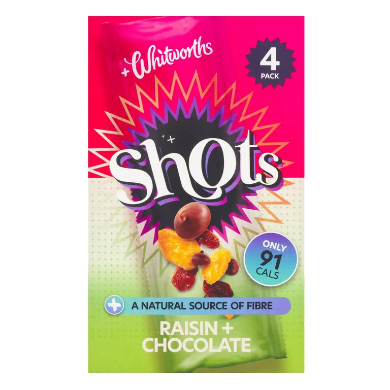 Shots 4 Snack Pack Raisin & Chocolate 4x25g