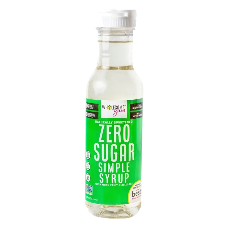 Wholesome Yum Zero Sugar Simple Syrup, Skinny Sugar Free Simple Syrup With Monk Fruit & Liquid Allulose (12 fl oz)
