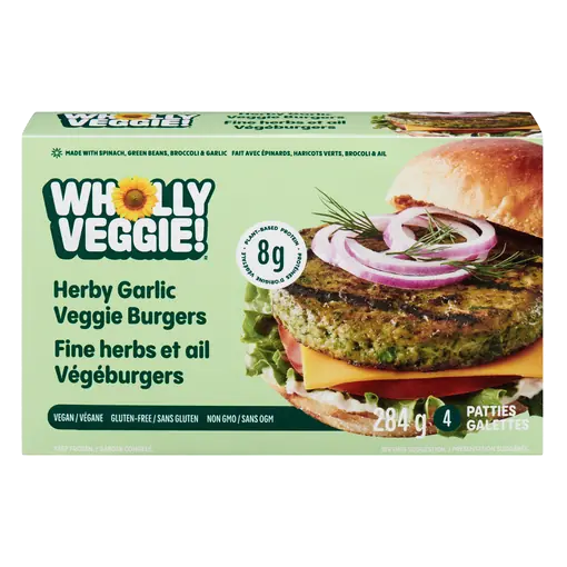 Frozen Veggie Burgers Herby Garlic Greens 284 g