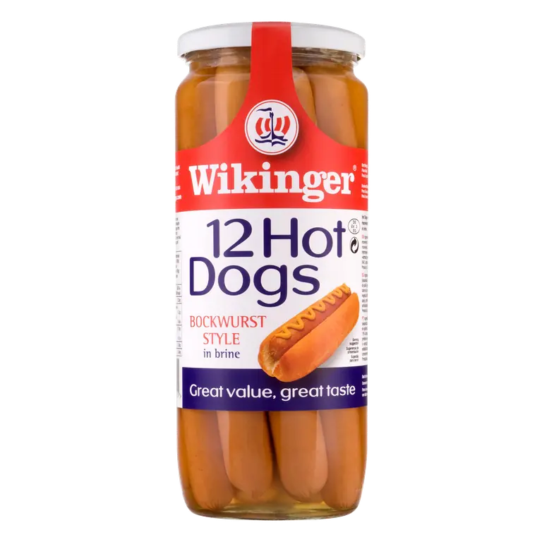 Wikinger 12 Hot Dogs Bockwurst Style in Brine 1030g