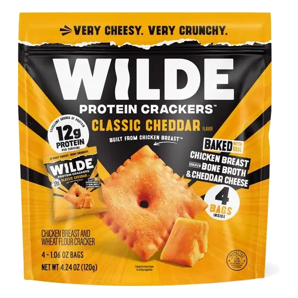 WILDE 12g On the Go Snacks Protein Crackers - Classic Cheddar - 1.06oz/4ct